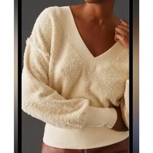 Anthropologie T.LA Suri Cream V-Neck Sweater – Parisian / Cozy Chic Size Small